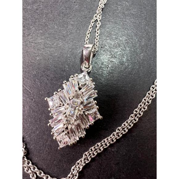 Swarovski zirconia rhodium over sterling silver pendant and chain necklace - Picture 3 of 11